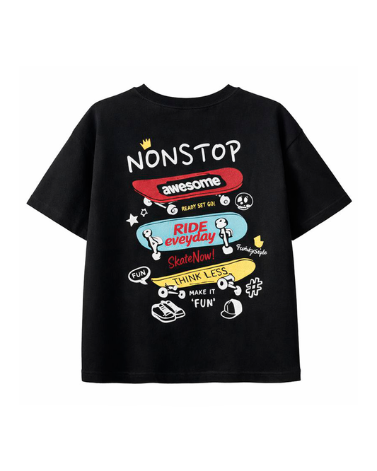 Camiseta Infantil Negra con Estampado Skate