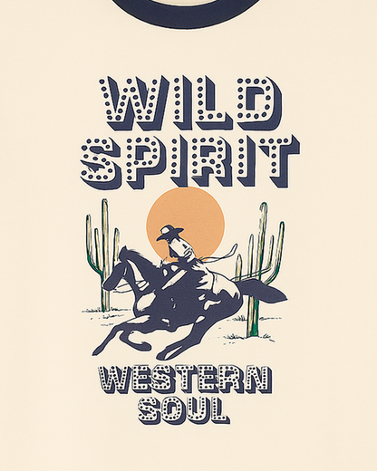 Camiseta Infantil Beige con Estampado “Wild Spirit”