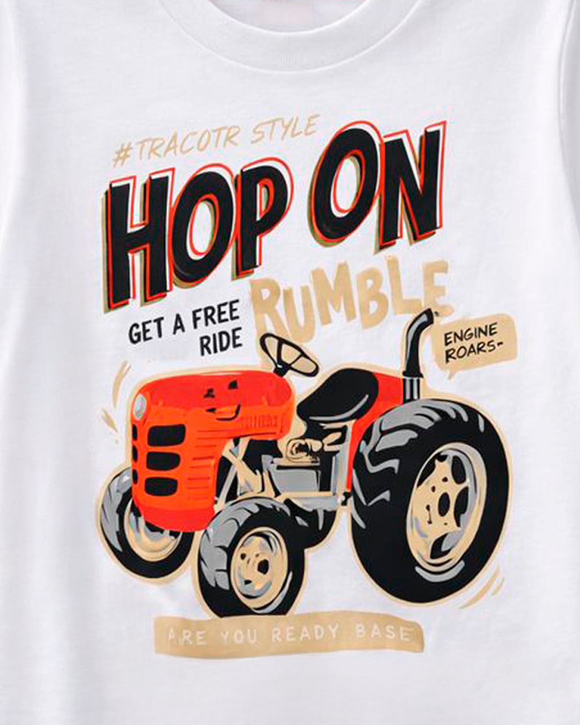 Camiseta Infantil Blanca con Estampado Tractor Hop On