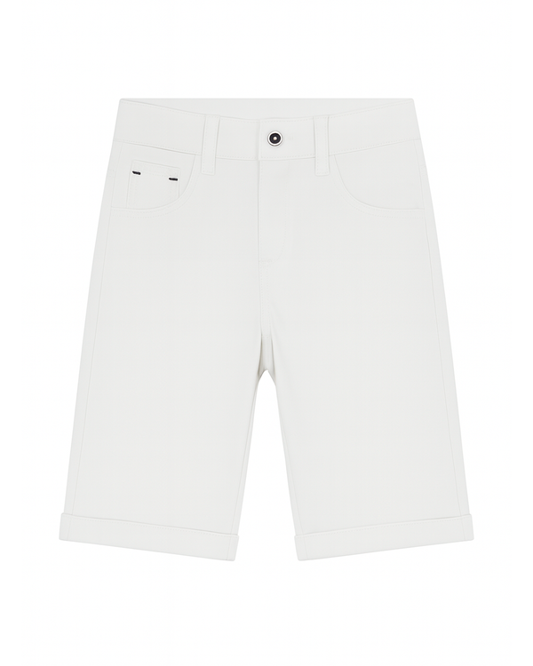 Bermuda Blanca Clásica con Dobladillo