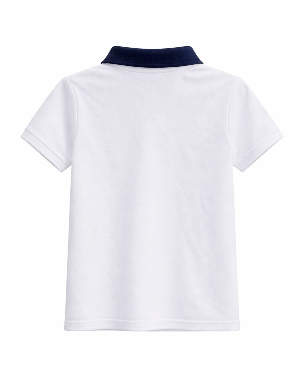 Polo Blanco con Cuello Azul Marino bordado