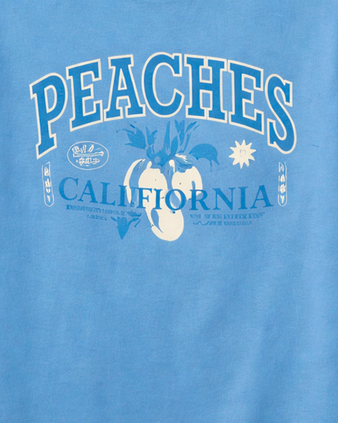 Camiseta Infantil Azul con Estampado Peaches California