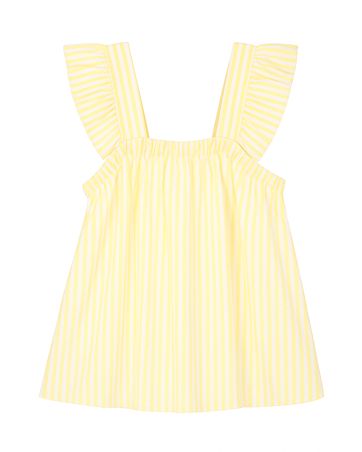 Blusa Infantil Amarilla con Rayas y Volantes en los Tirantes
