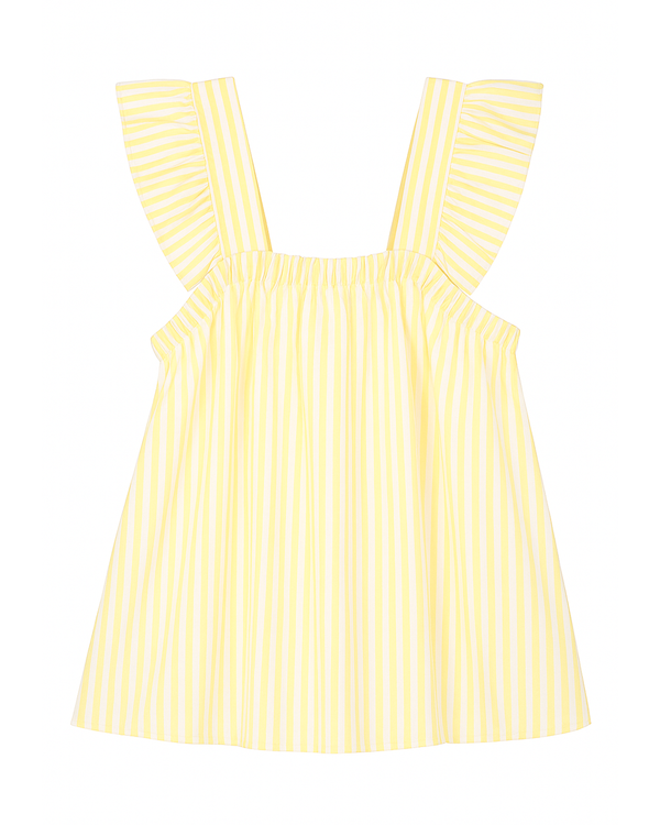 Blusa Infantil Amarilla con Rayas y Volantes en los Tirantes
