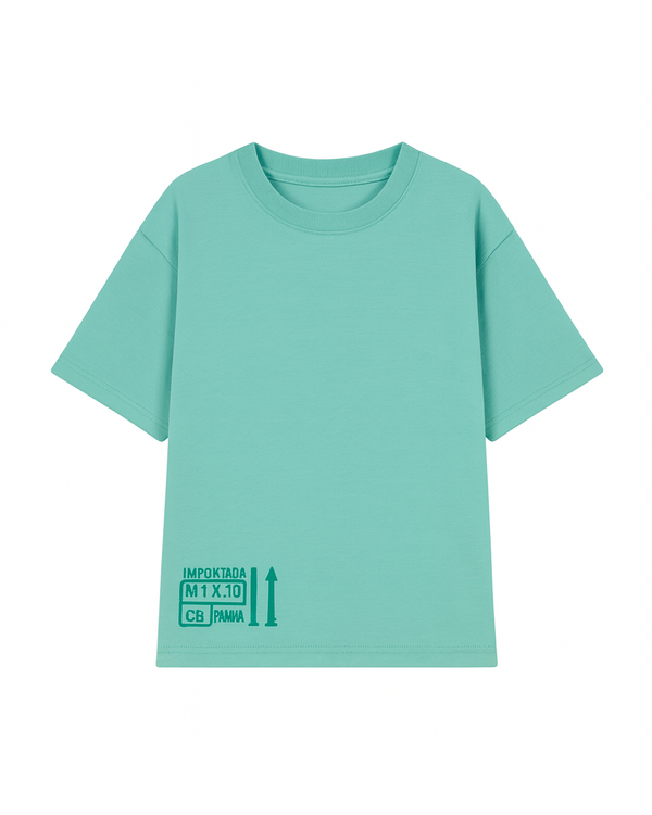 Camiseta Oversize Verde Menta con Estampado Tipográfico