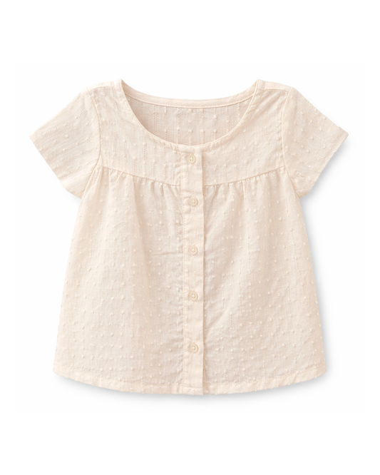 Blusa Beige con Textura y Botones Frontales