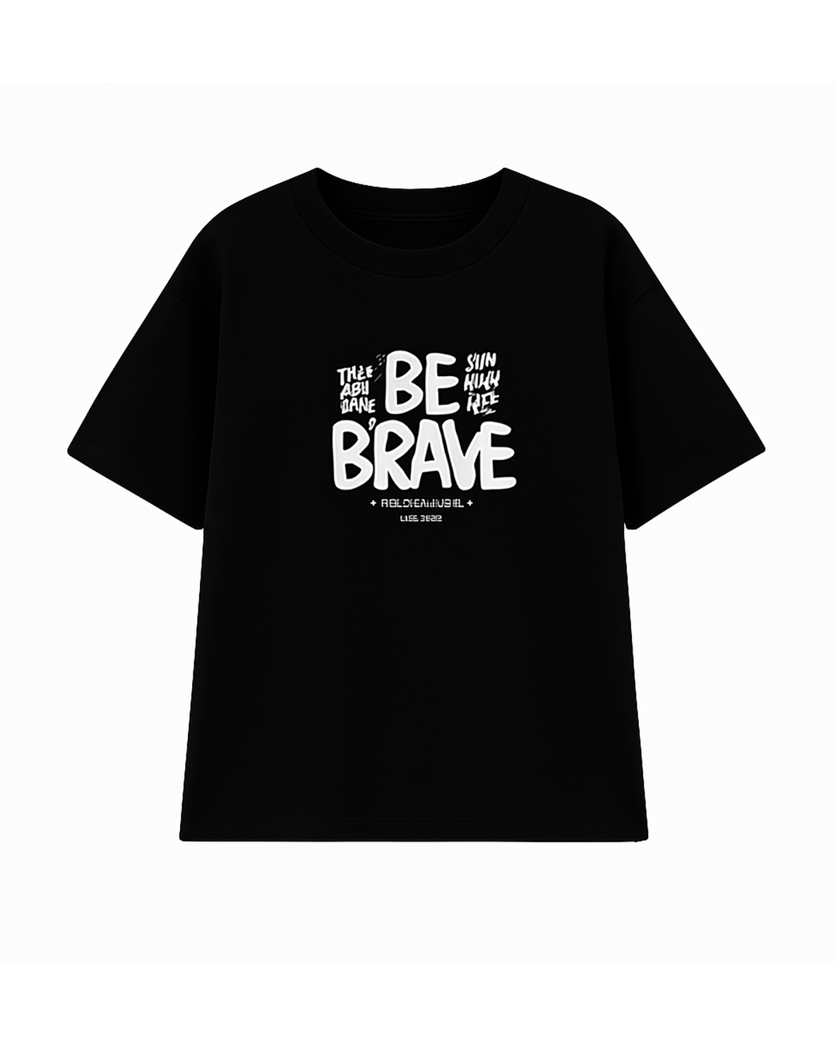 Camiseta Oversize Negra con Estampado “Be Brave”