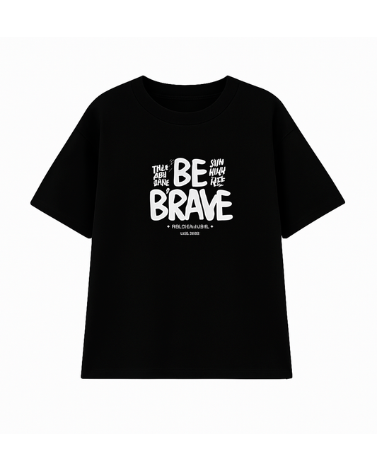 Camiseta Oversize Negra con Estampado “Be Brave”
