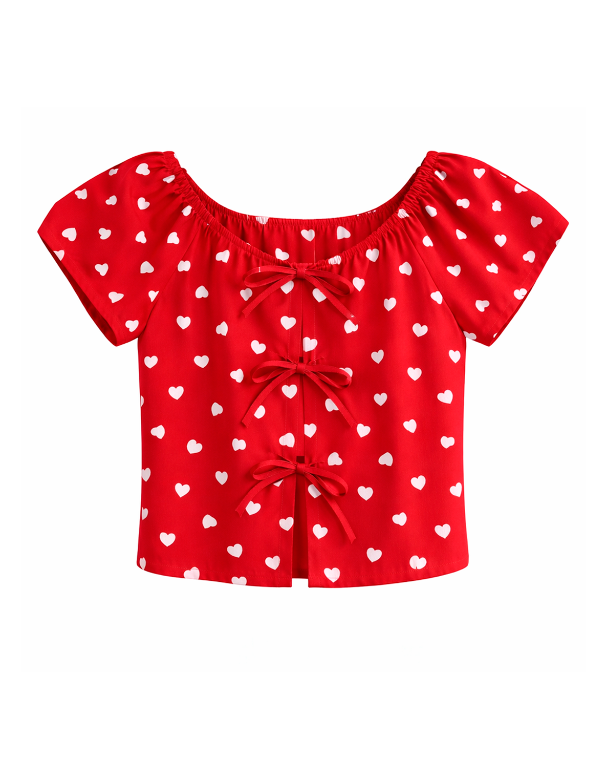 Blusa Infantil Estampada Corazones con Lazos roja