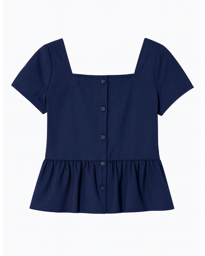 Blusa marinera azul con moño estampado