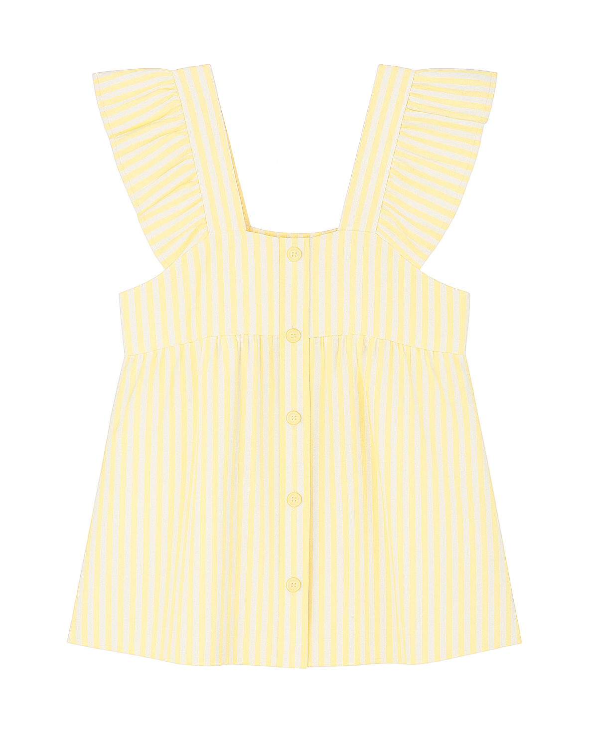 Blusa Infantil Amarilla con Rayas y Volantes en los Tirantes