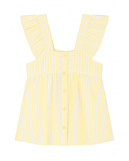 Blusa Infantil Amarilla con Rayas y Volantes en los Tirantes