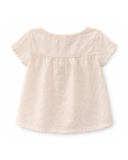 Blusa Beige con Textura y Botones Frontales
