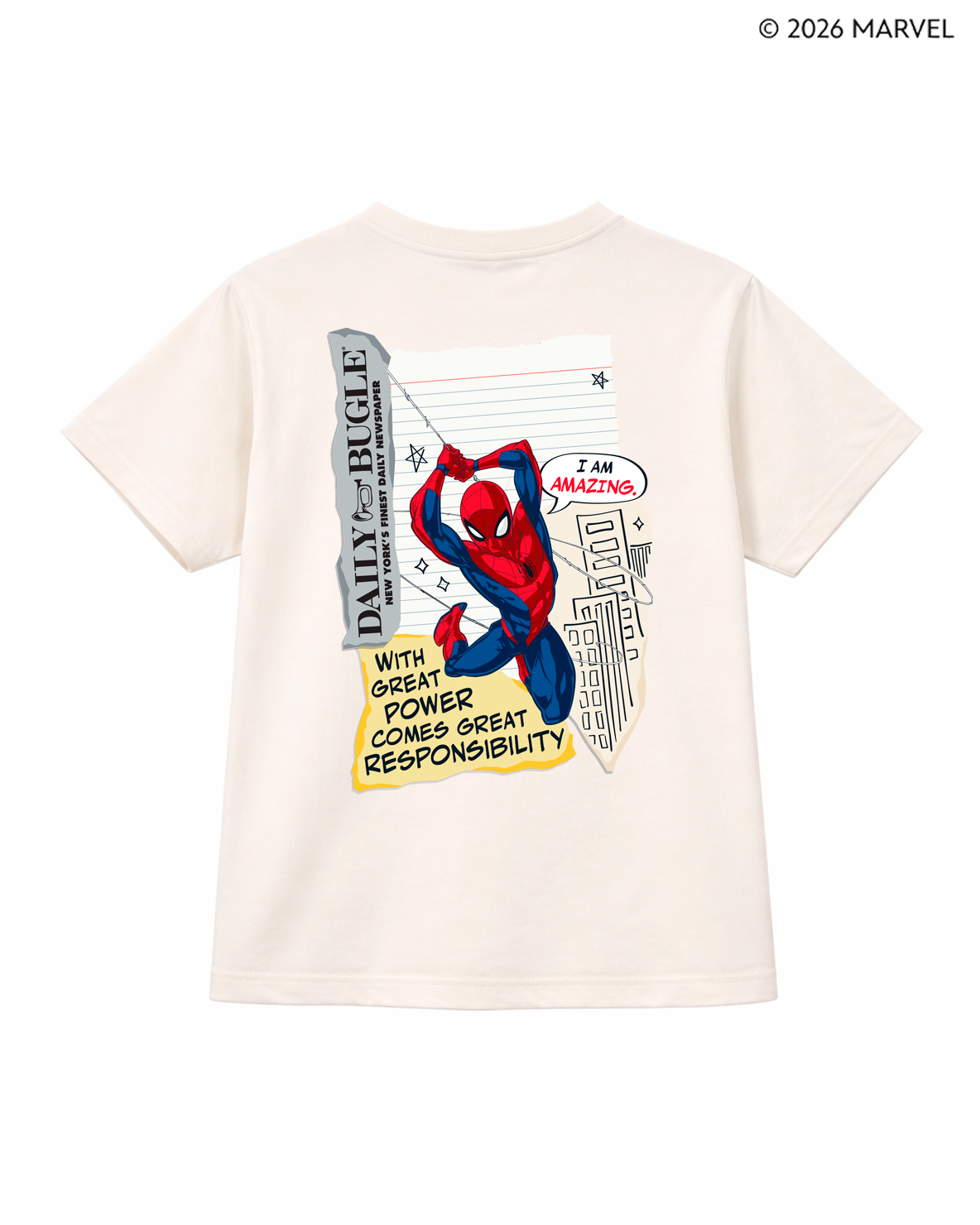 Camiseta niño Spider-Man estampado urbano color crudo