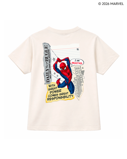 Camiseta niño Spider-Man estampado urbano color crudo