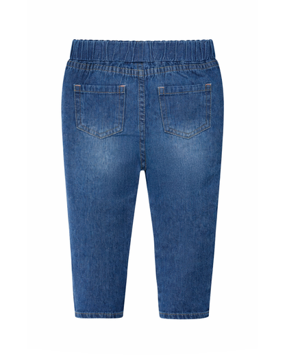 Jean niña denim con bordado de fresas azul