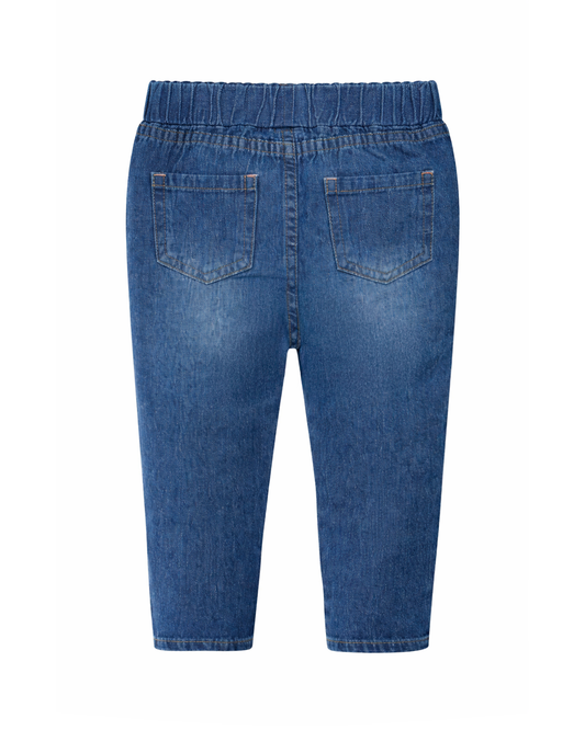 Jean niña denim con bordado de fresas azul