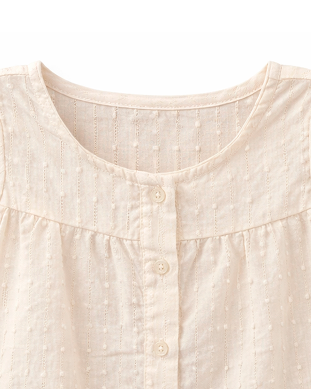 Blusa Beige con Textura y Botones Frontales
