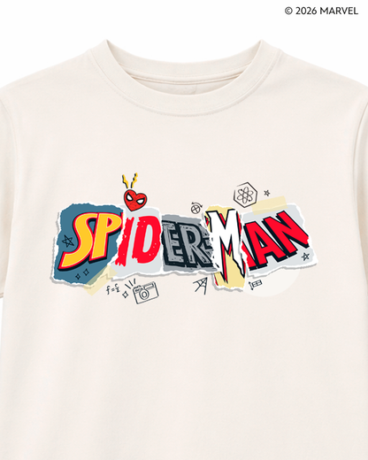 Camiseta niño Spider-Man estampado urbano color crudo