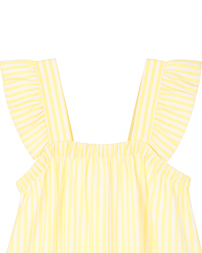Blusa Infantil Amarilla con Rayas y Volantes en los Tirantes