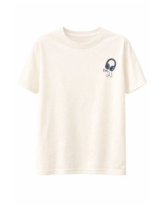 Camiseta Infantil Crema con Estampado de Audífonos