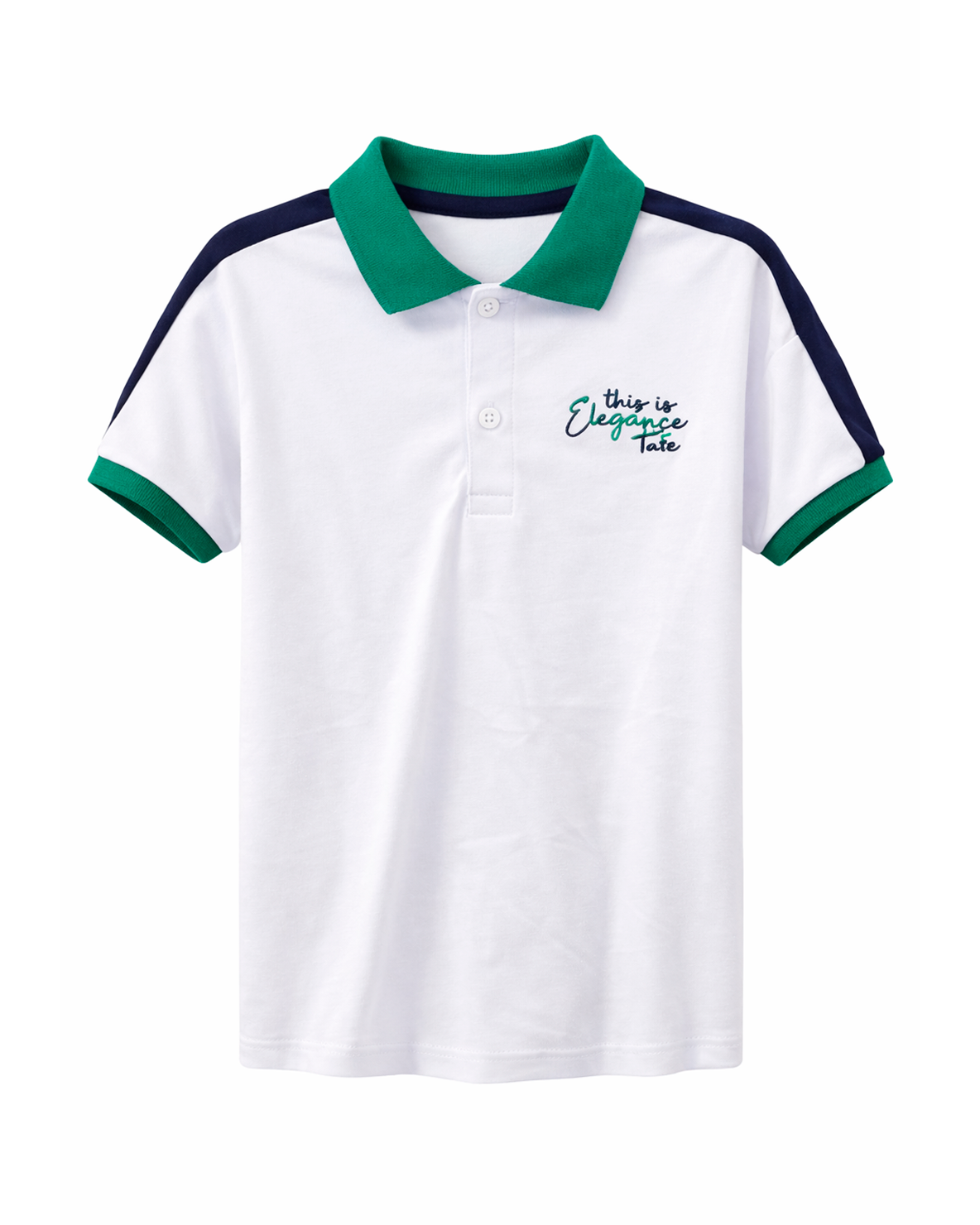 Polo Blanco con Cuello Verde y Detalles en Contraste