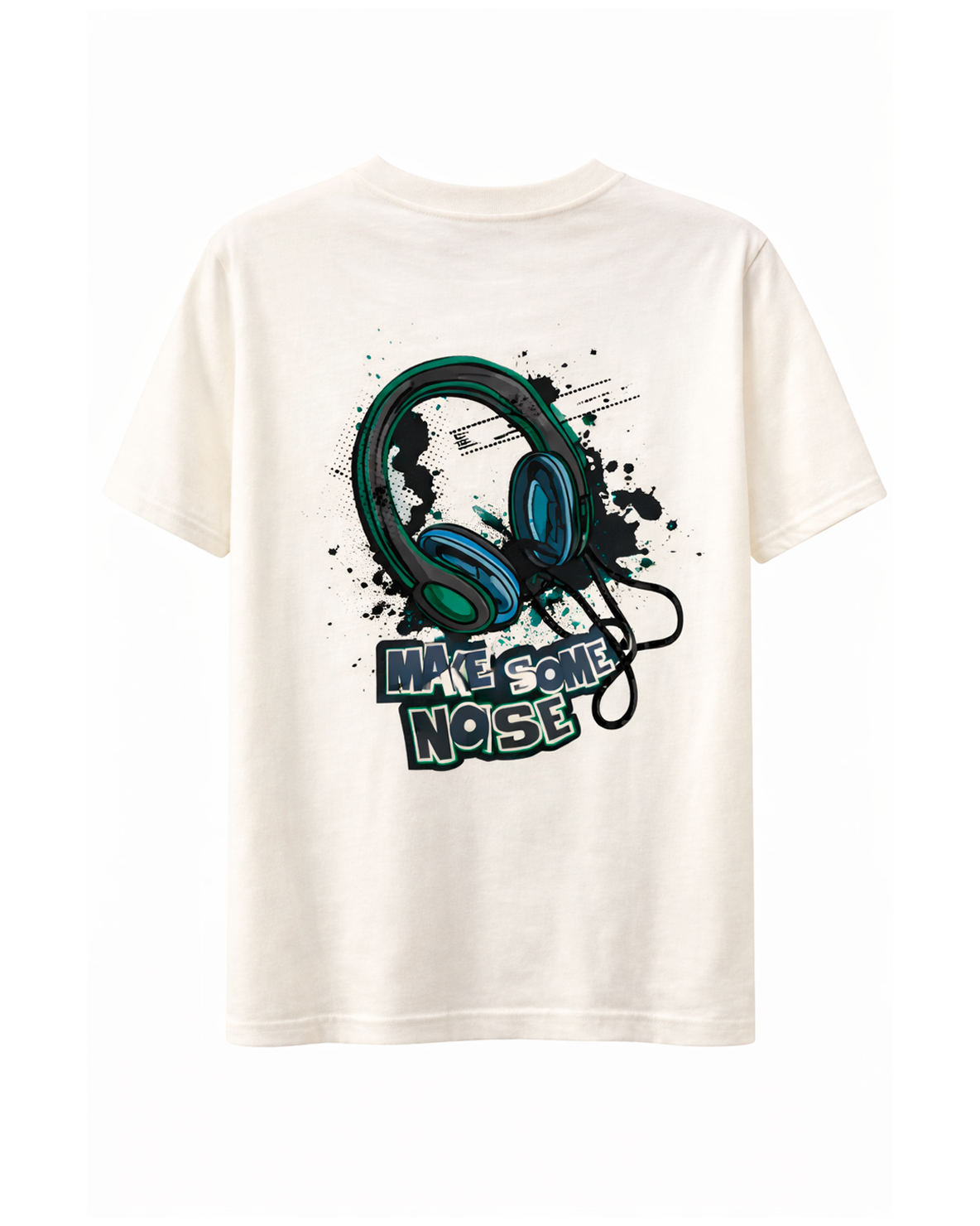 Camiseta Infantil Crema con Estampado de Audífonos
