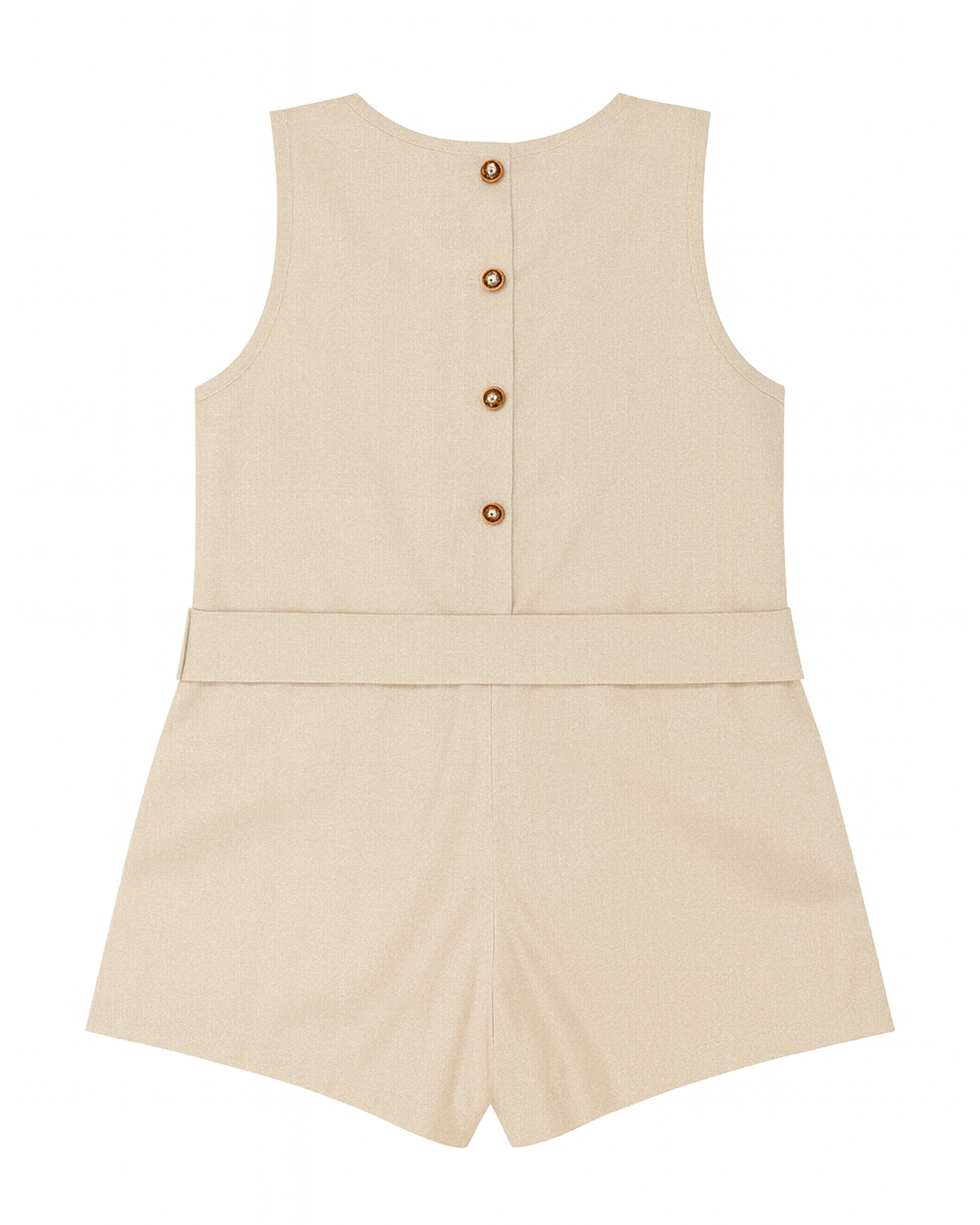 Enterizo corto beige con cinturón y bolsillos frontales