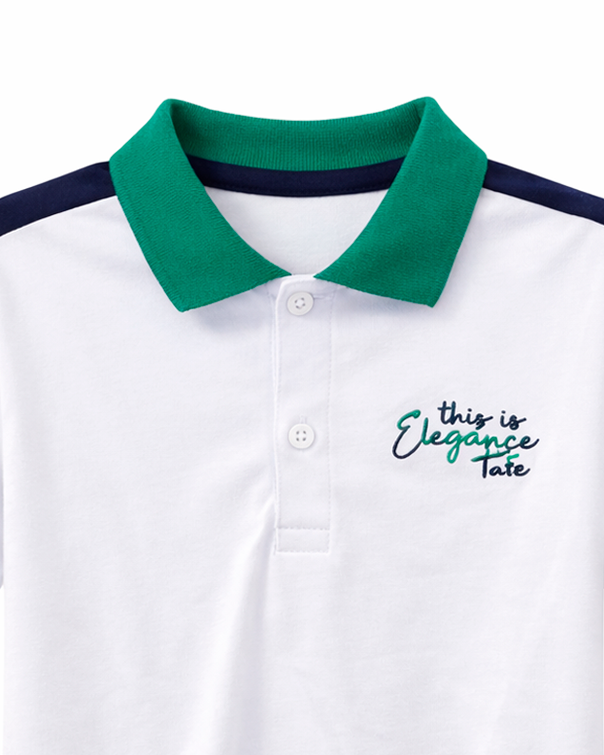Polo Blanco con Cuello Verde y Detalles en Contraste