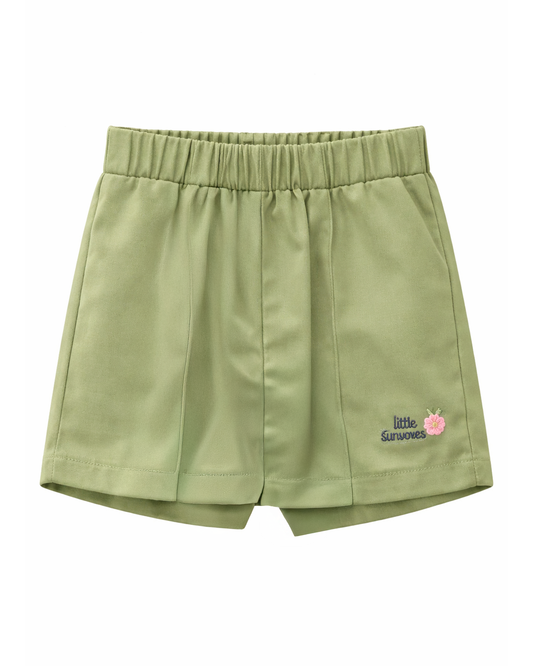 Short Niña Verde Militar Bordado