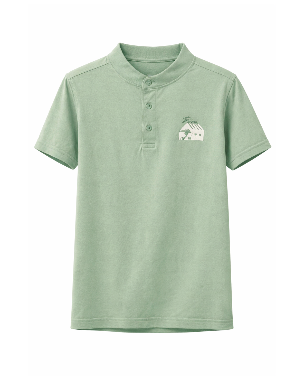 Camiseta Polo Infantil Verde Menta con Cuello Mao