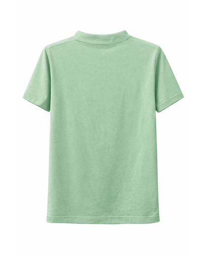 Camiseta Polo Infantil Verde Menta con Cuello Mao