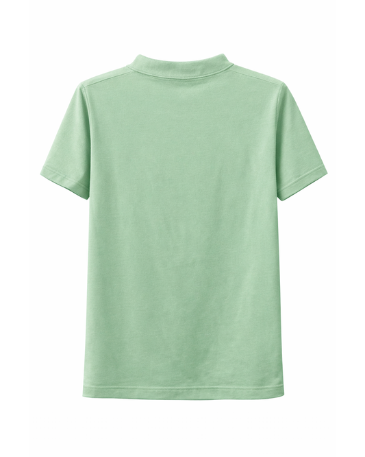Camiseta Polo Infantil Verde Menta con Cuello Mao