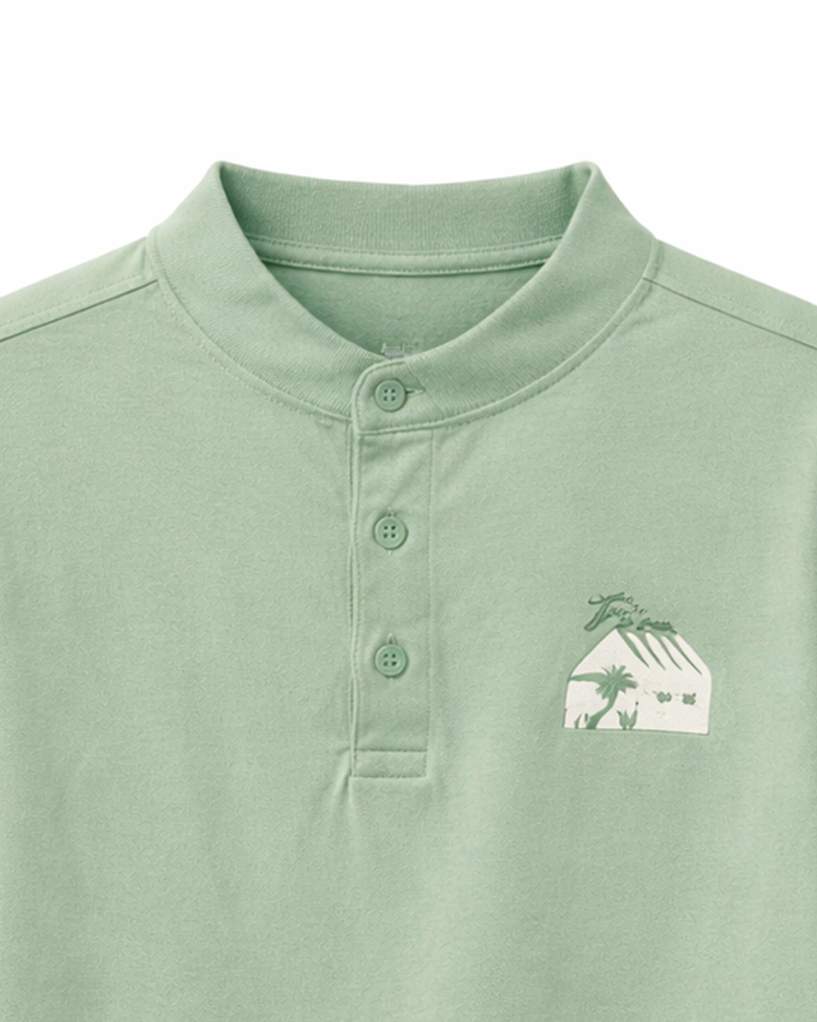 Camiseta Polo Infantil Verde Menta con Cuello Mao
