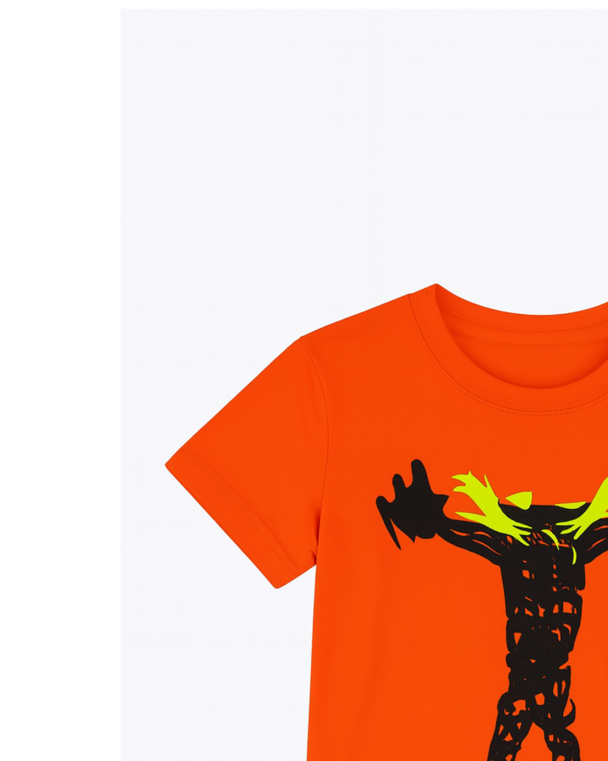 Camiseta naranja estampada con diseño gráfico