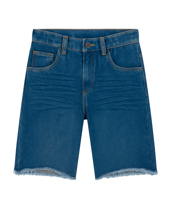 Bermuda Infantil Denim con Borde Desflecado