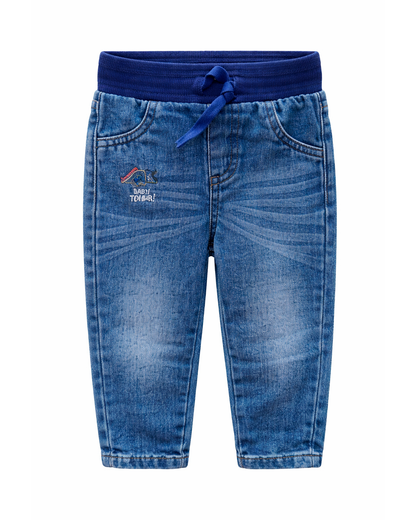 Jean Infantil para Niña Azul Bordado Dinosaurio