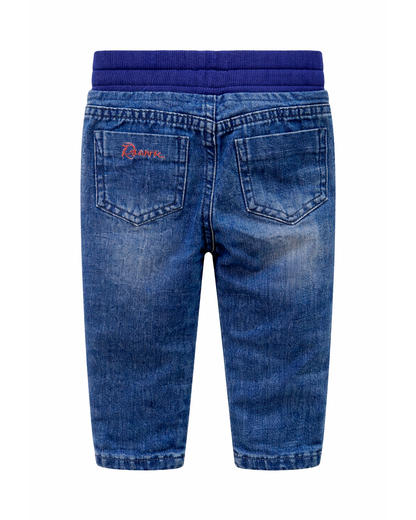 Jean Infantil para Niña Azul Bordado Dinosaurio