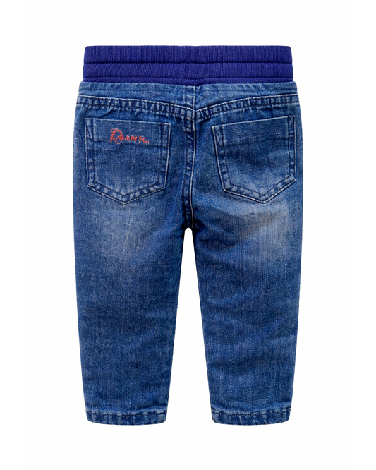 Jean Infantil para Niña Azul Bordado Dinosaurio