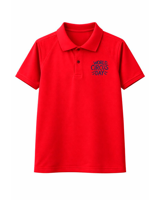 Camiseta Polo Infantil Roja con Bordado “World Circus Day”