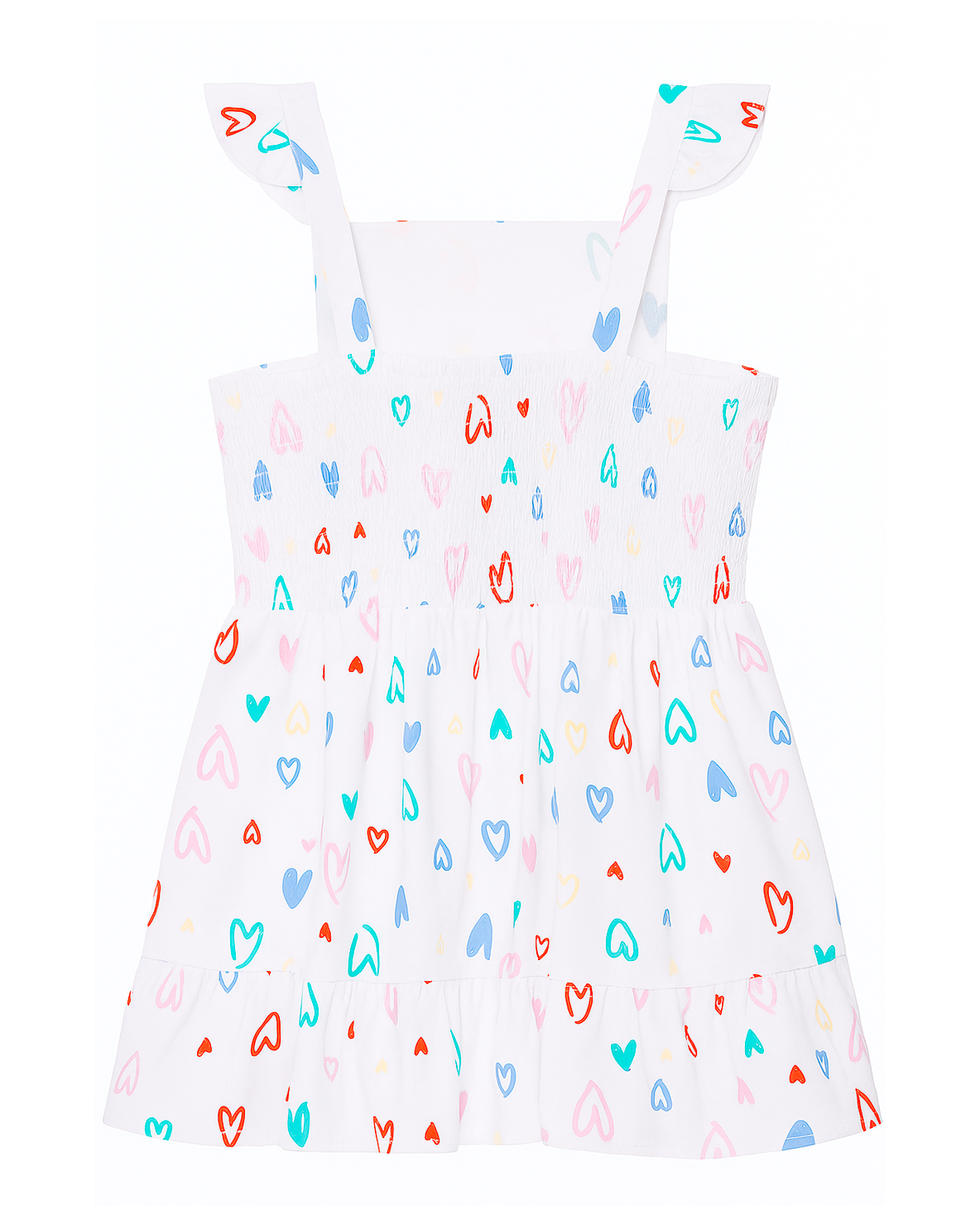 Vestido Infantil Blanco con Estampado de Corazones Multicolor