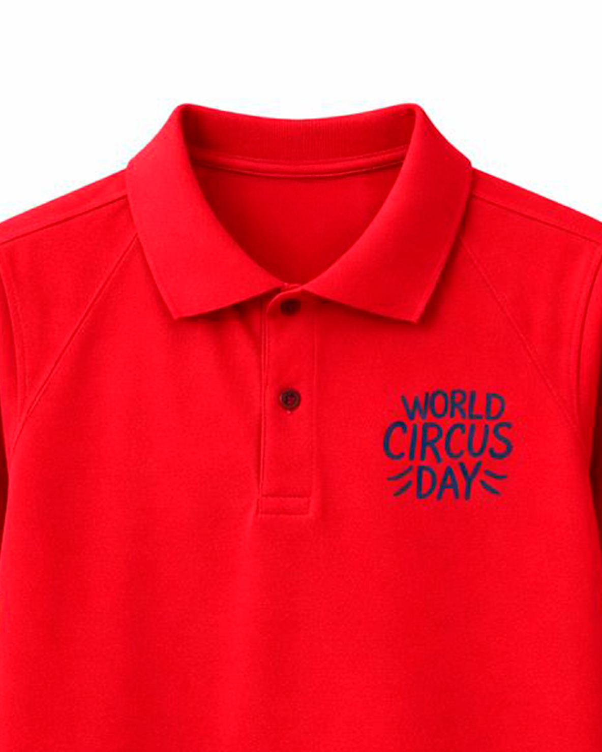Camiseta Polo Infantil Roja con Bordado “World Circus Day”