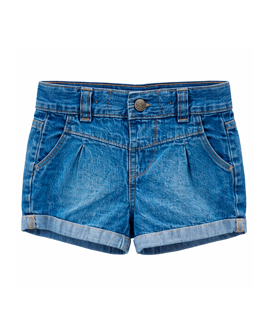 Short en Denim Azul con Bordado de Luna