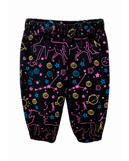 pantalón Infantil para Niña Negro Estampado Divertido