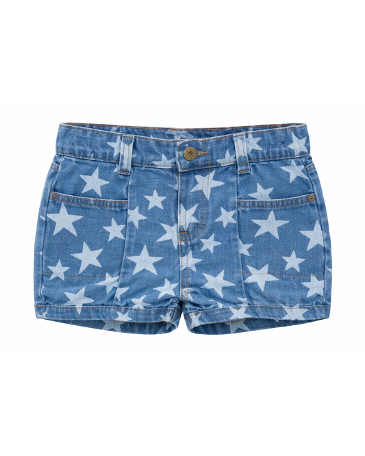 Short Niña Denim Estampado Estrellas