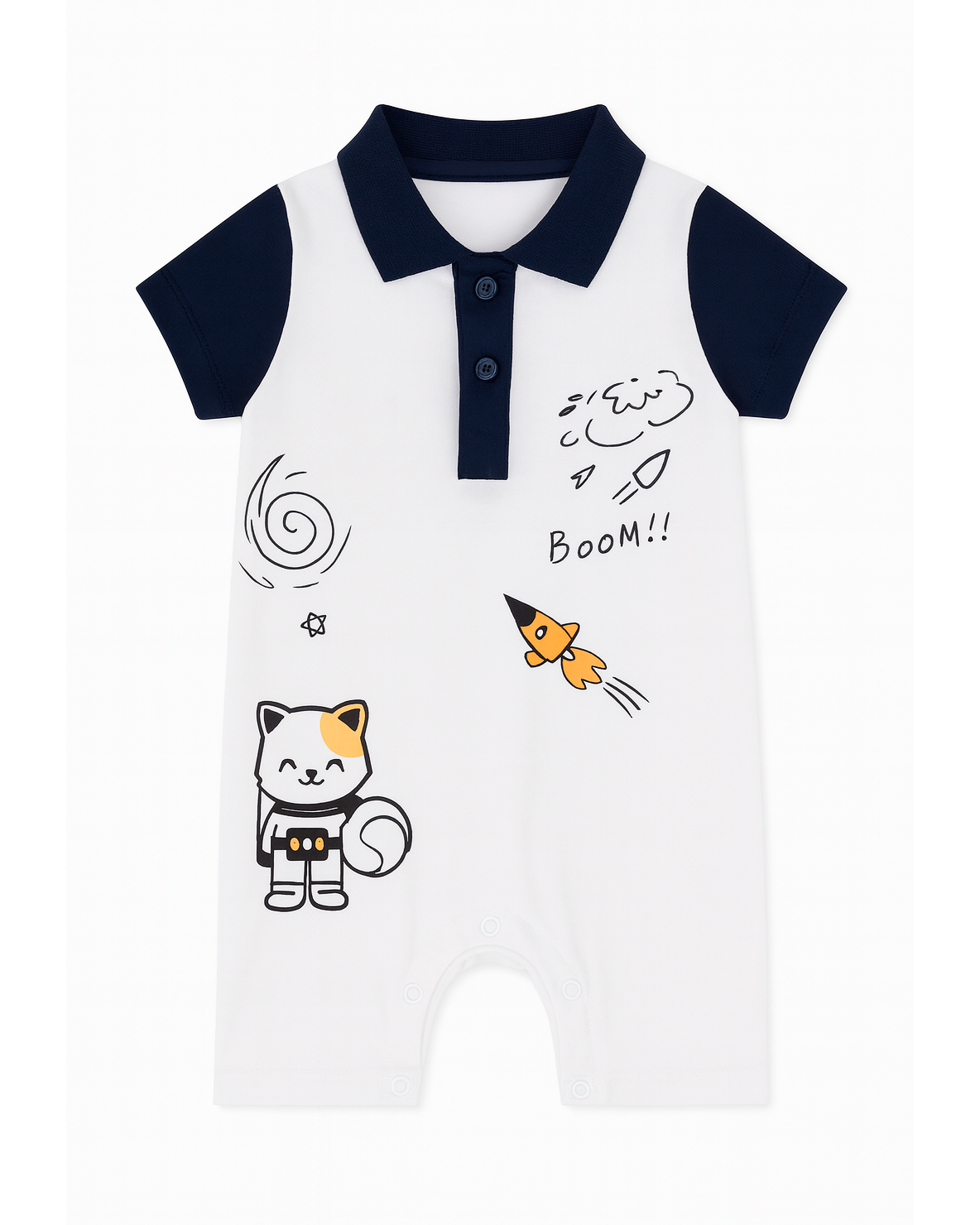 Enterizo Polo Blanco con Azul Marino