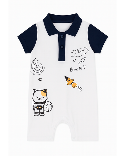 Enterizo Polo Blanco con Azul Marino