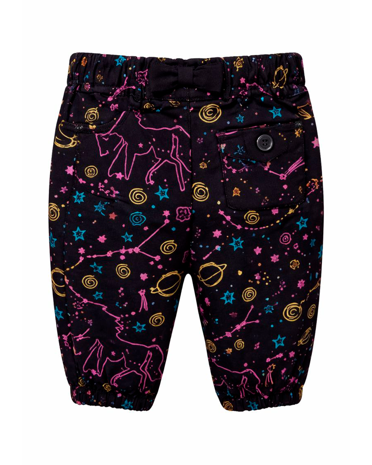 pantalón Infantil para Niña Negro Estampado Divertido