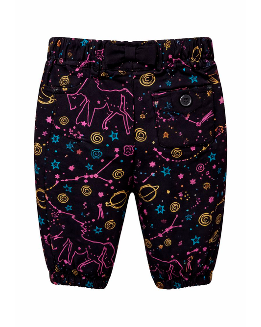 pantalón Infantil para Niña Negro Estampado Divertido