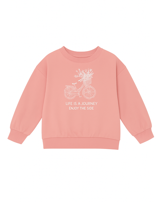 Sudadera rosa con estampado de bicicleta